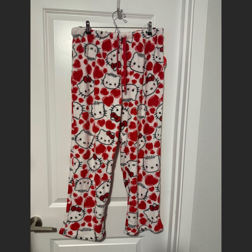 Sanrio Hello Kitty Dear Daniel Valentine's White Red Hearts Pajama Pants Medium